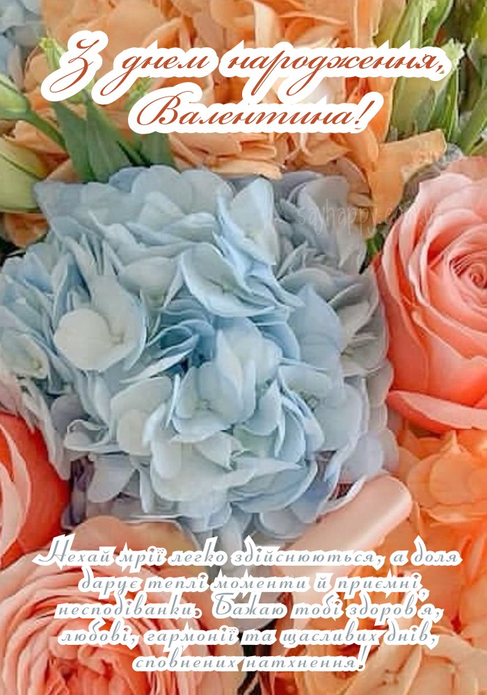 З Днем Народження Валентина картинка листівка
