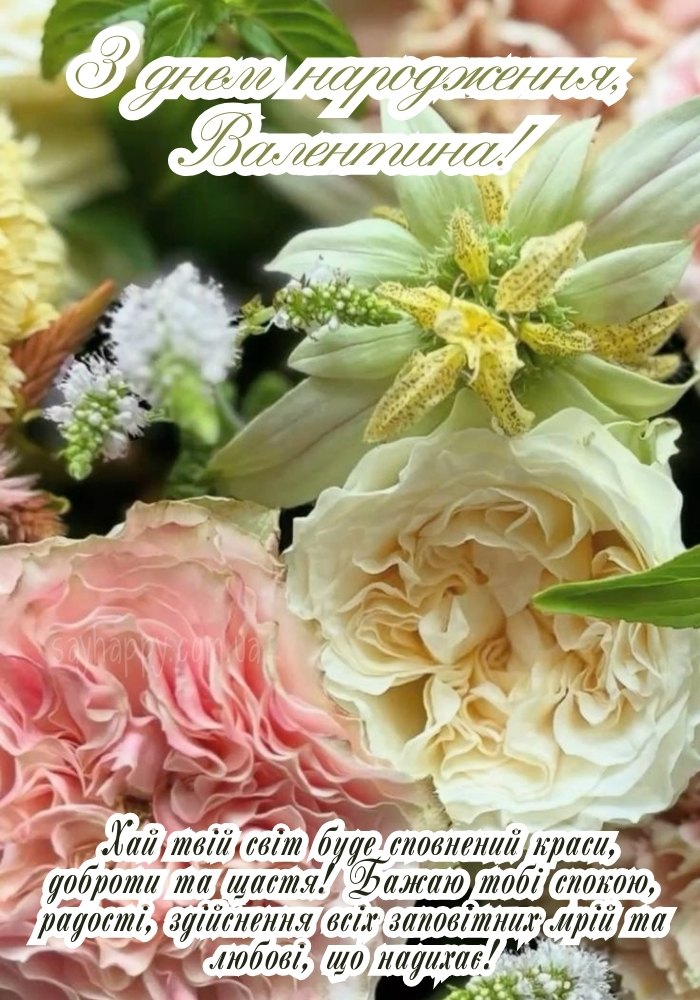 З Днем Народження Валентина картинка листівка
