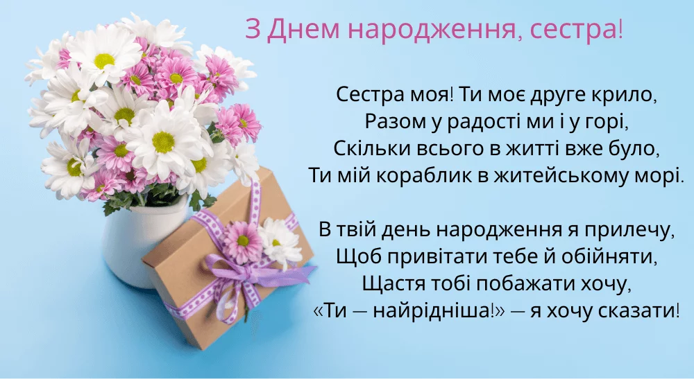 з днем народження сестра картинка листівка