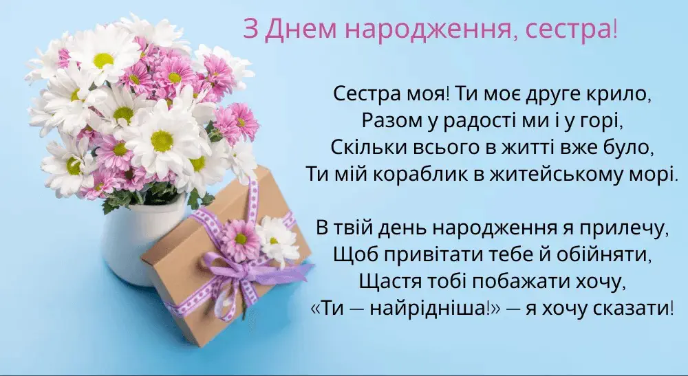 з днем народження сестра картинка листівка