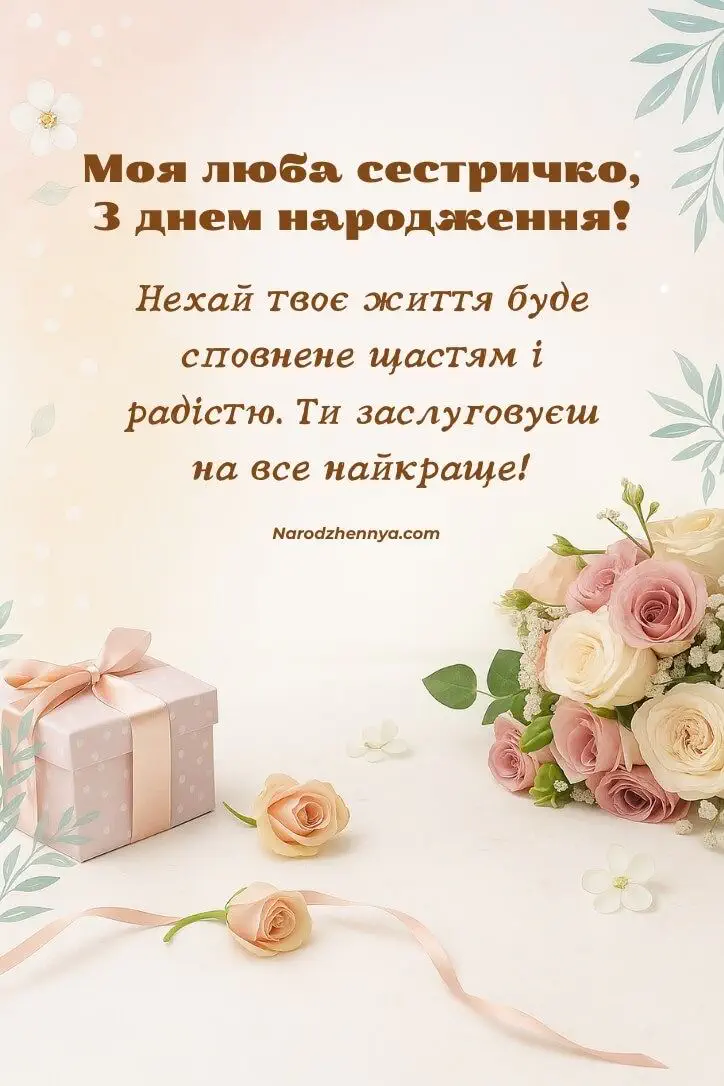 з днем народження сестра картинка листівка