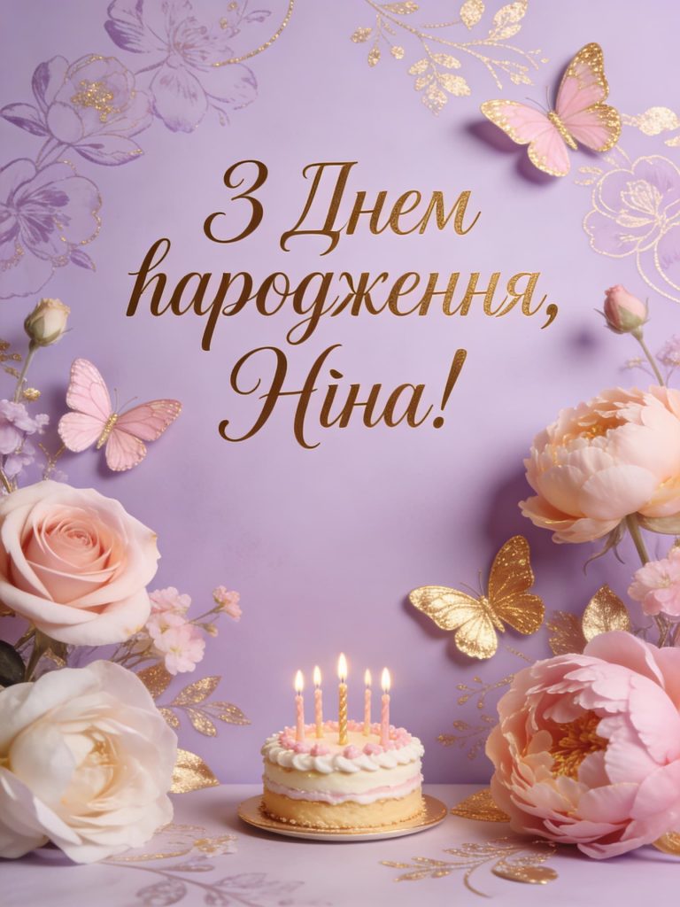 З Днем Народження Ніна картинка листівка